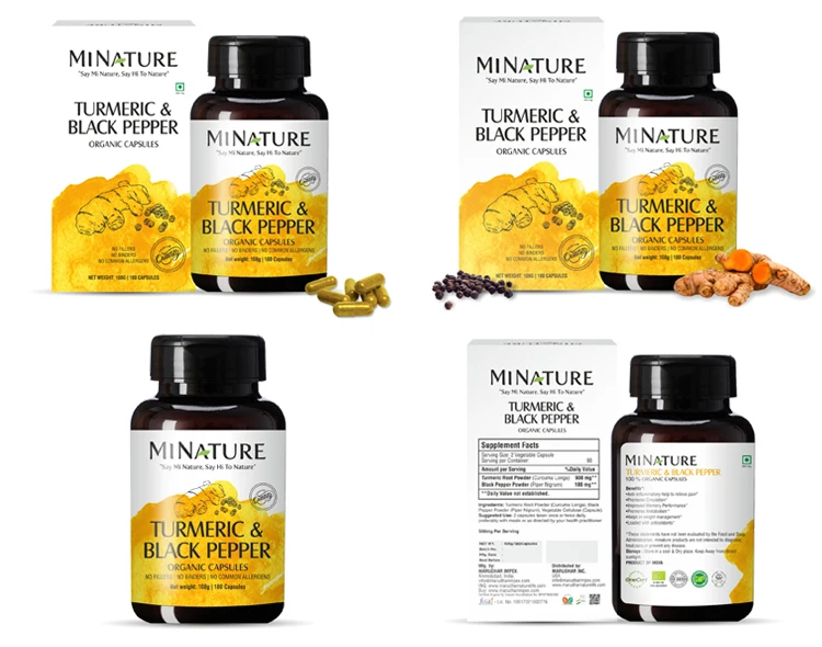 Global Demand on Healthcare Supplement Use 100% Pure Turmeric and Black Pepper Capsules