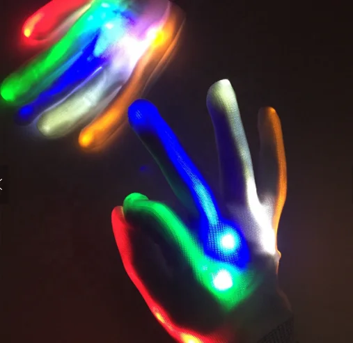 New Arrival Multi Colors Light LED Rave Party Finger Lighting Gloves Flashing LED Glow Gloves