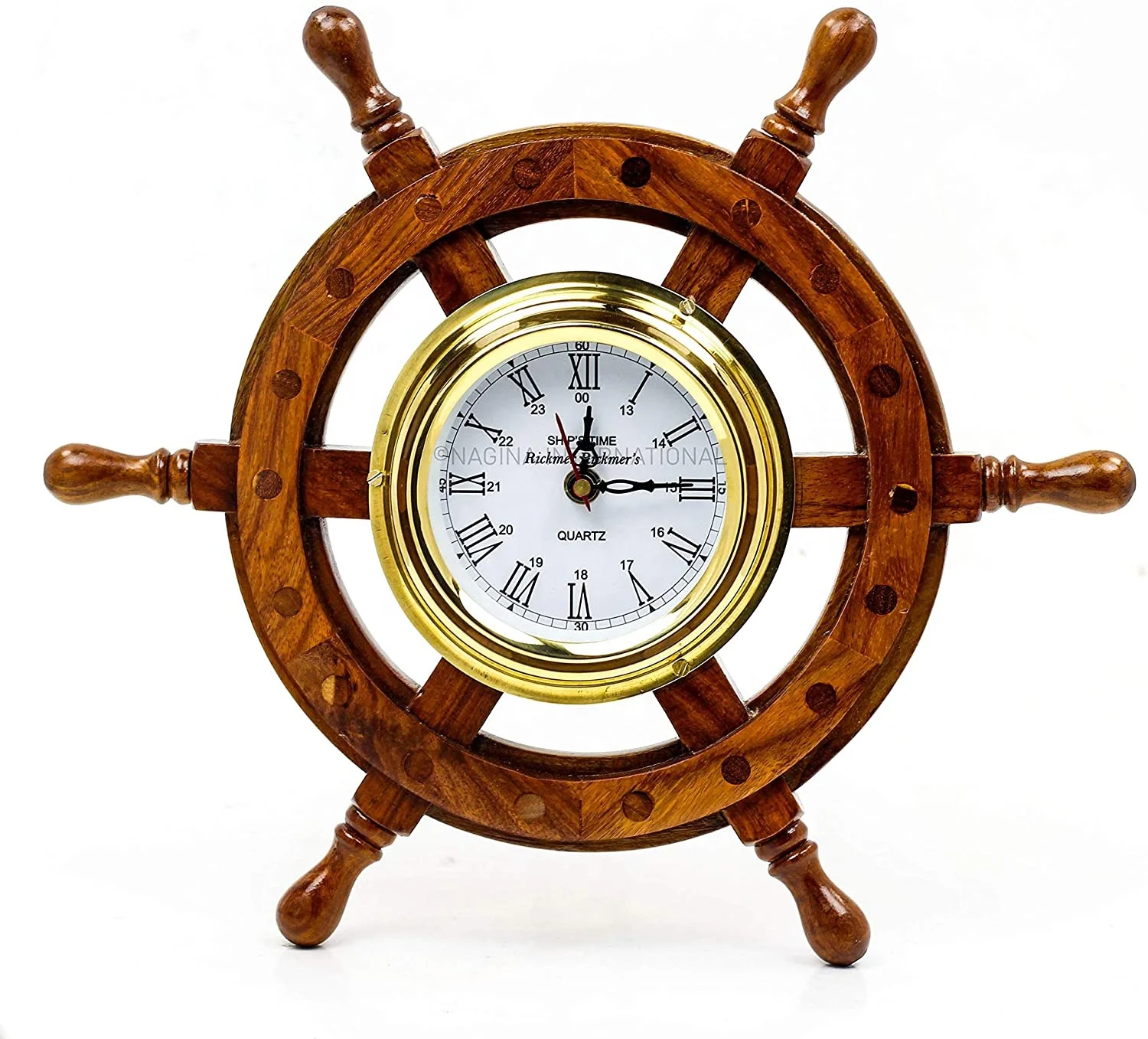 Pleasant Ship Wheel Roman Round Wall Clock To Decorate Your living Room High On Demand Wooden Clock With Numbers On The Clock
