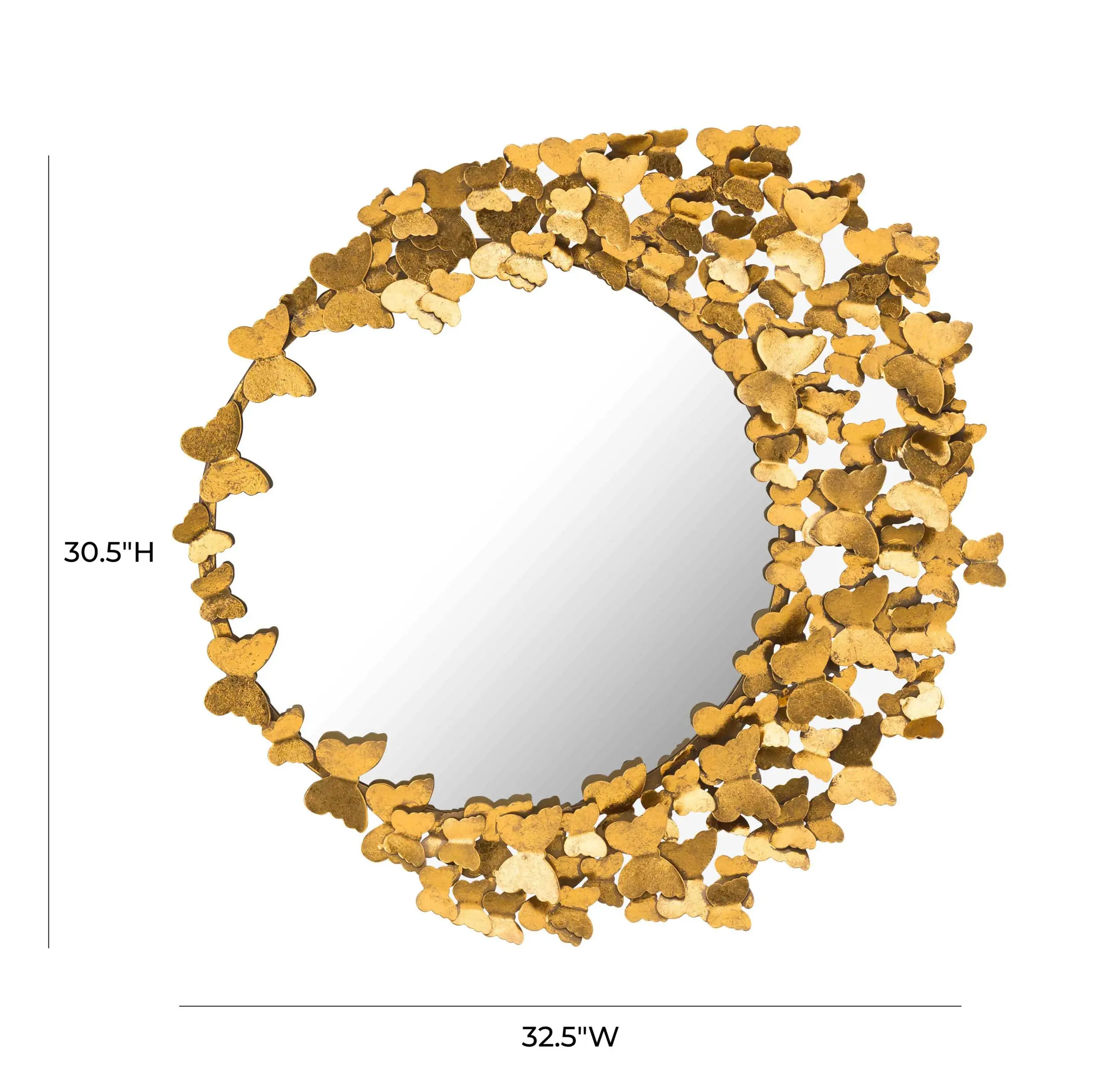 Iron Gold Butterfly Mirror Metal Butterfly Wall Decorative Mirror Butterfly Accent Mirror