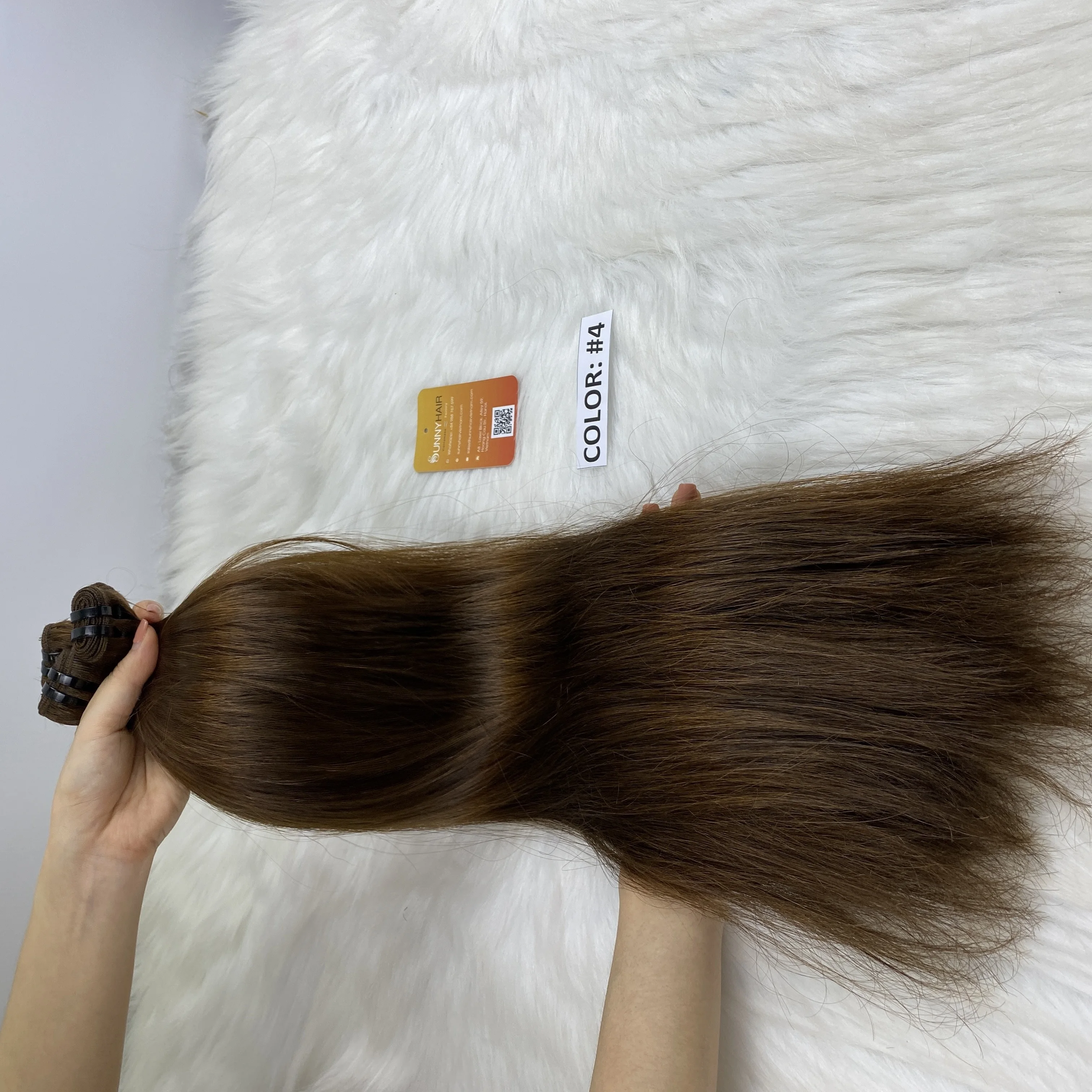 
Top Selling chestnut color machine weft hair 10 A, 12A grade 32inches long Bone Straight Burmese Hair Vietnam Hair Supplier 