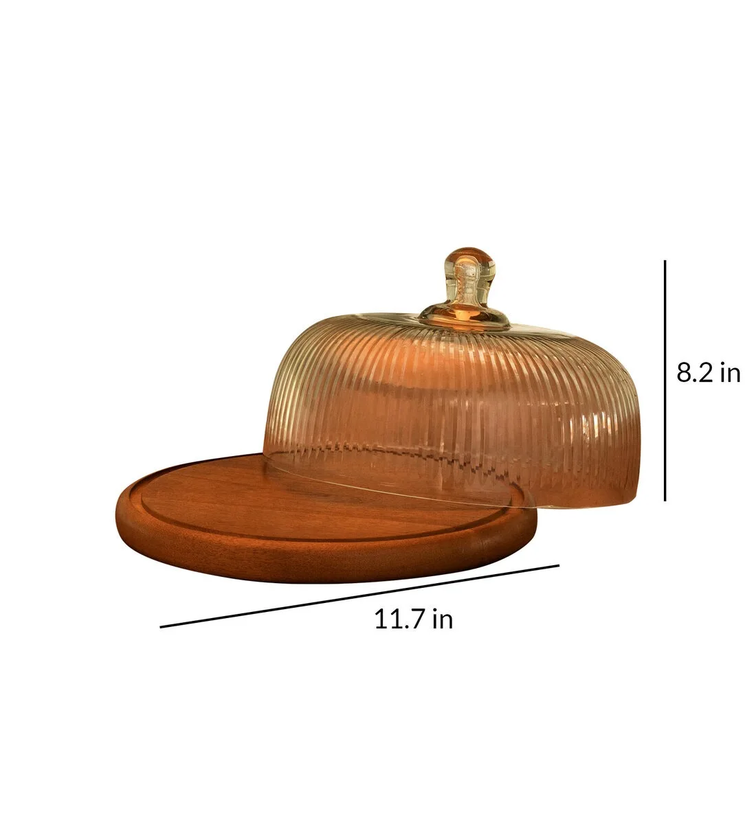 Ribbed Glass Cloche Cover with Wooden Wholesale Colorful Frosted Amber Black Clear Valentine Print Handmade Silk Metal Cylinder