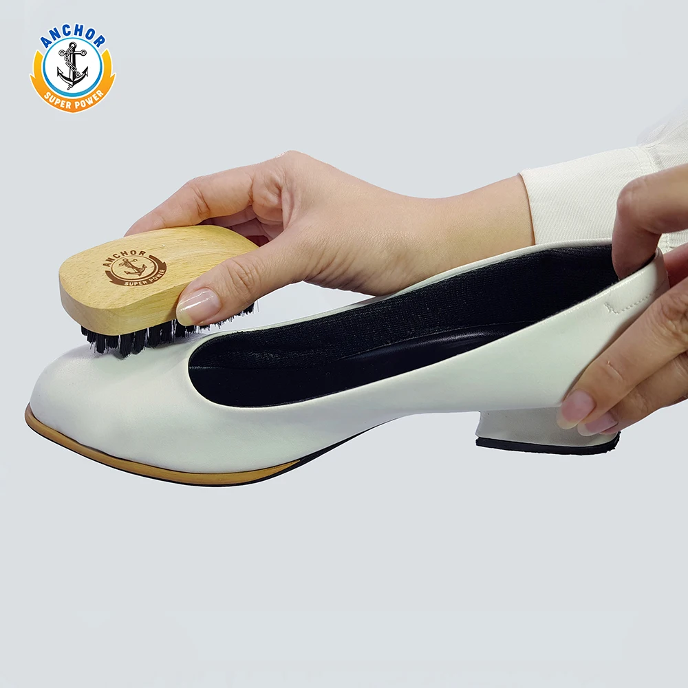 НОВАЯ щетка для чистки обуви с якорем маленькая блестящая деревянная прочной X-образной щетиной