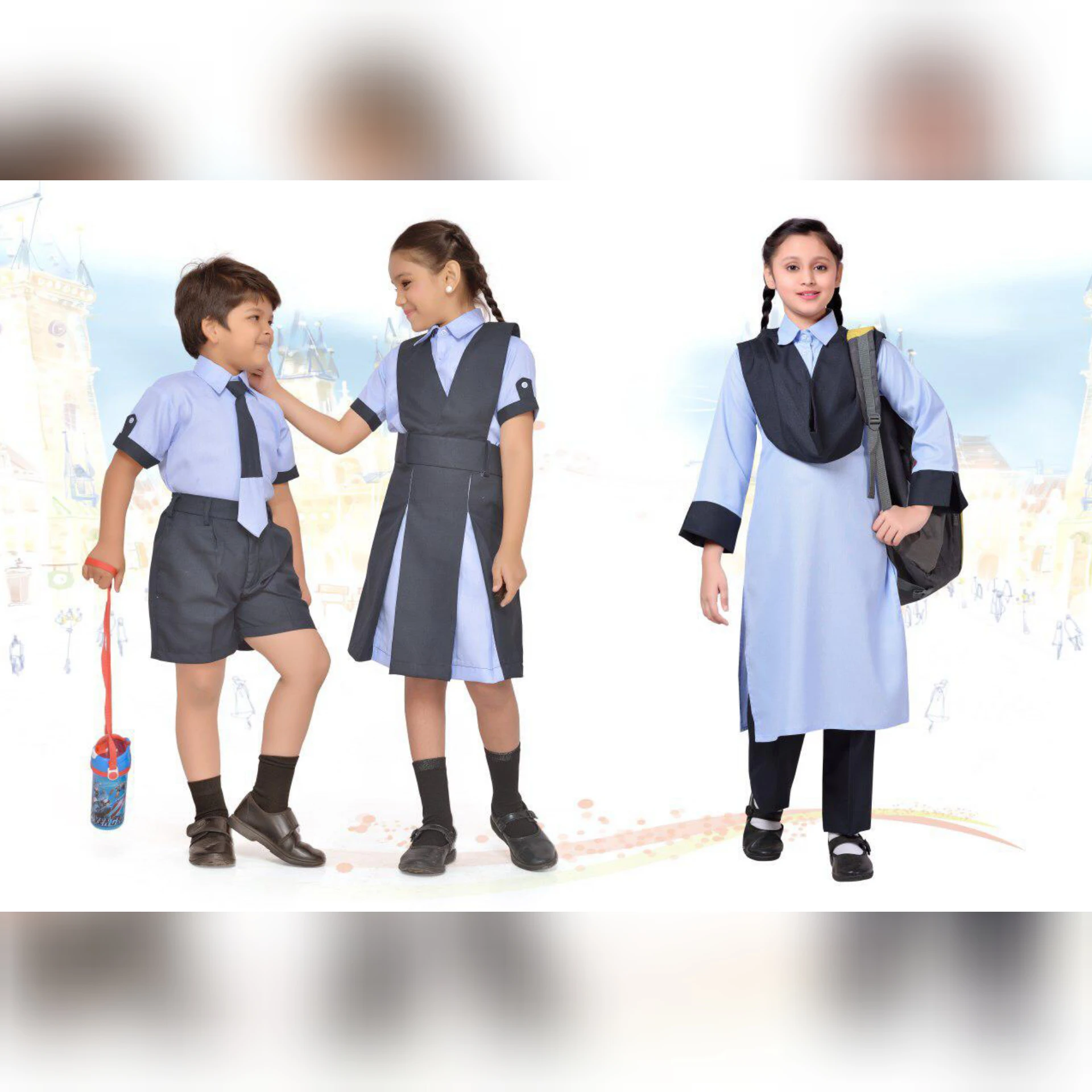 
Polyester Cotton school uniform fabric and garment for all sizes 