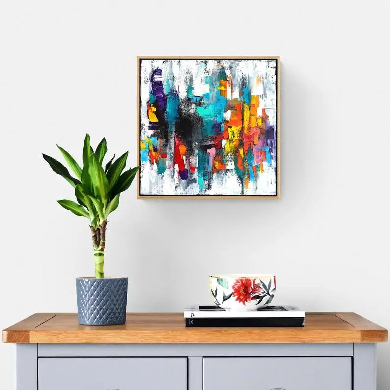 
Abstract Cityscape Painting ORIGINAL ART City Wall Art Canvas Impasto Oil Painting Abstract Landscape Painting 