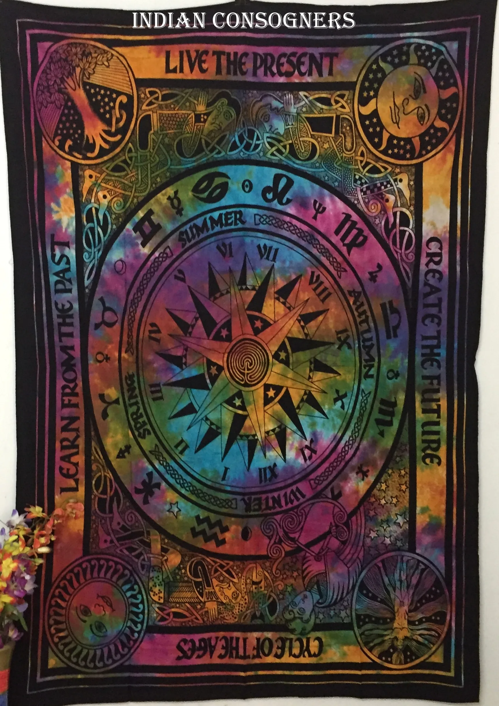 Wholesale 24 PCS Bohemian Floral Tapestry Handmade Multi-Color Cotton Twin Size Wall Decor for Bedroom Home Decor