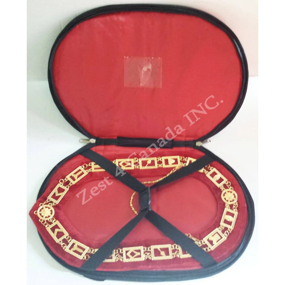 
Masonic Past Master Mason Chain Collar Gold Plated Red Velvet 