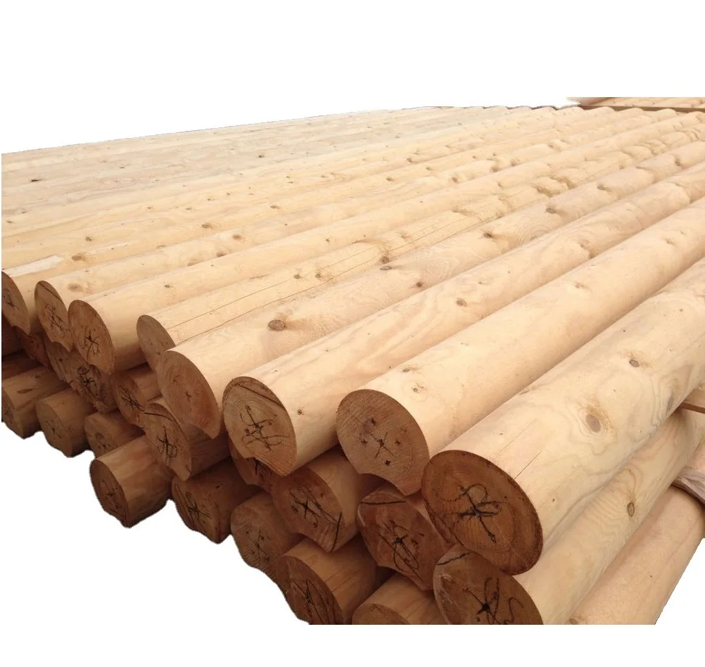 High quality timber raw materials rounded wooden logs