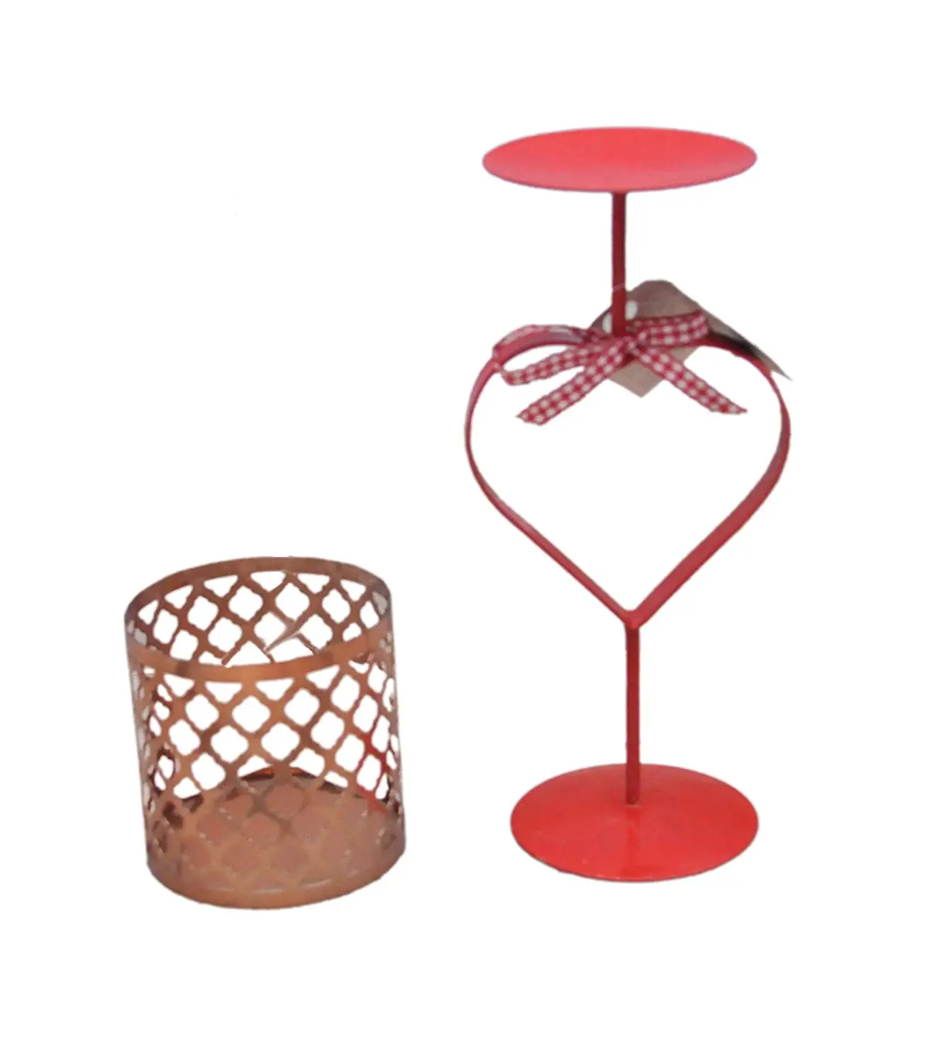 BRASS BASKET AND HEART CANDLE HOLDER By BRASSWORLD INDIA