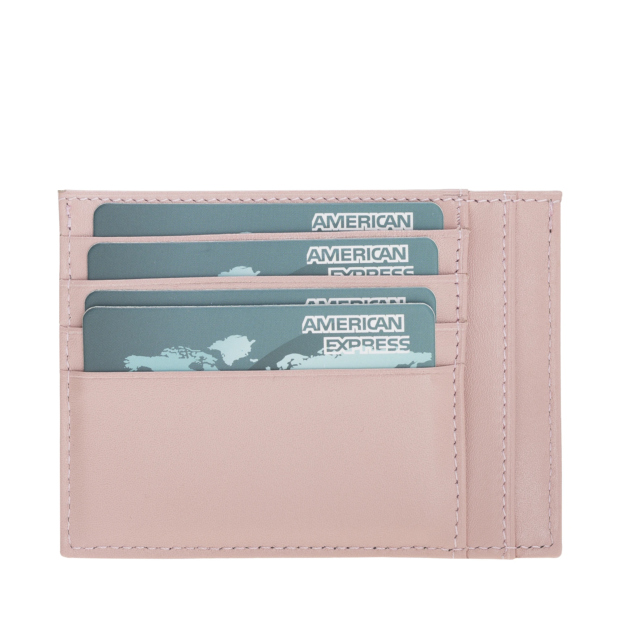 Nude Pink Premium  Genuine Leather  Zip Card Holder