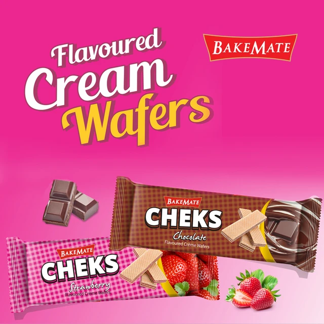 Chocolate Flavoured Cream Wafer Biscuits 100g BakeMate Delicious Chocolate flavored cream Wafer Biscuits at Best price