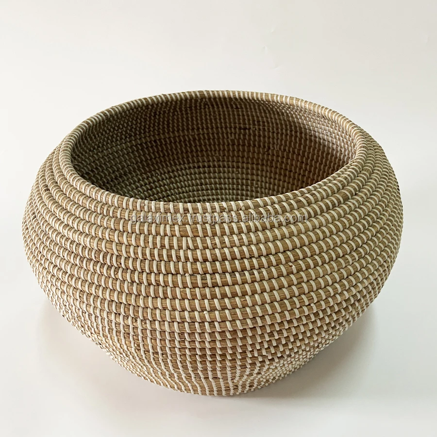 Белая корзина из натуральных морских водорослей без ручек, плетеная корзина для хранения, изготовленная вьетнамским производителем
