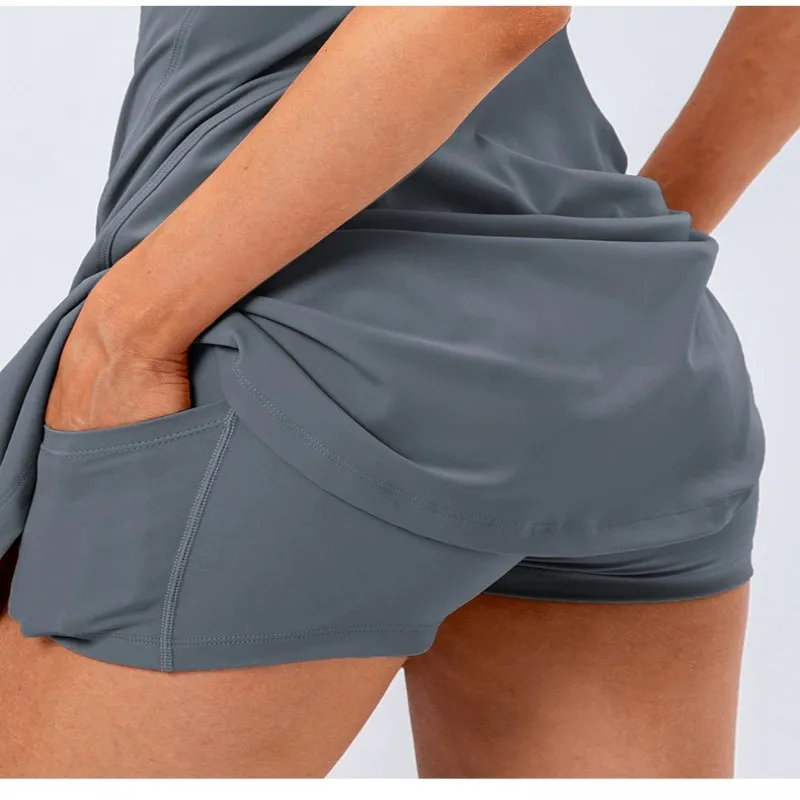 Women Sports Tennis Skirt Soft Golf Dress Quick Dry Fitness Shorts Tennis Dress With Shorts Pleated Tennis Skirt