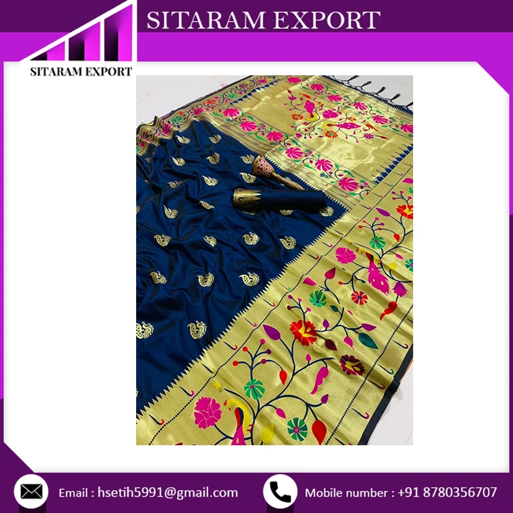 Чистая мягкая шелковая Сари Kanchivram Pethani Minakari Border и чистый дизайн Zari покупайте по самой низкой цене