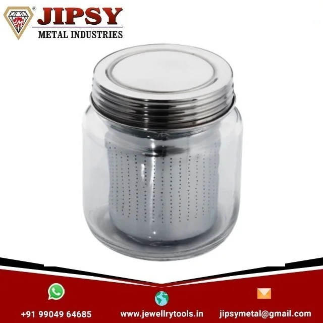 Diamond Washing Cup Gemstone Cleaning Glass Jar with Sieve