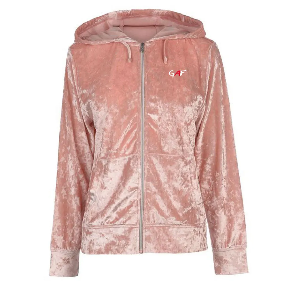 Custom made new fashion tracksuit for ladies latest design plain jogging sets two piece velour velvet sweat suits for women