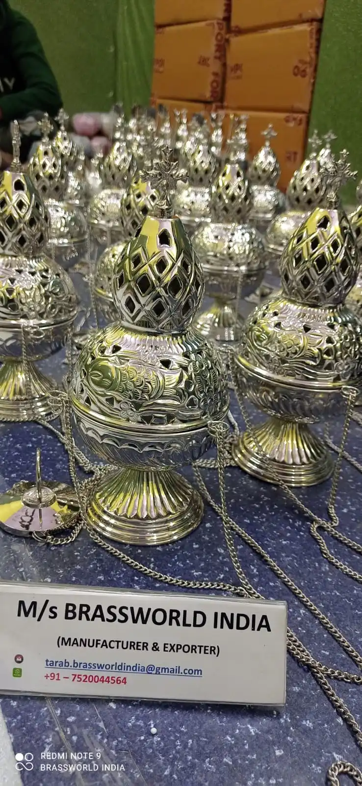 Spherical thurible nickel-plated brass