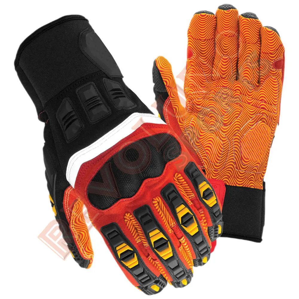 
Silicon Printed Palm Safety Premium Quality Anti Vibration Mechanical Working Gloves 