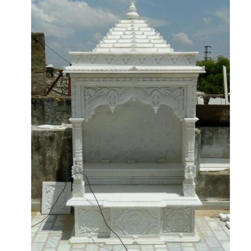 Indian Exporter White Marble pooja Temple Handcarved stone crafts mandir At reasonable Price