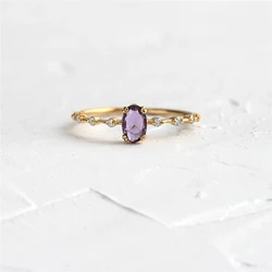 CANNER In Stock Jewelry 18K Gold Plated 925 Sterling Silver Purple Zircon Ring For Woman Ladies
