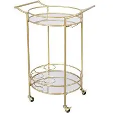 Утилита подвижный цвета: золотистый, серебристый 2 яруса Железный & Стекло тележки для волочения для бар стойка под корзины для хранения с колесами