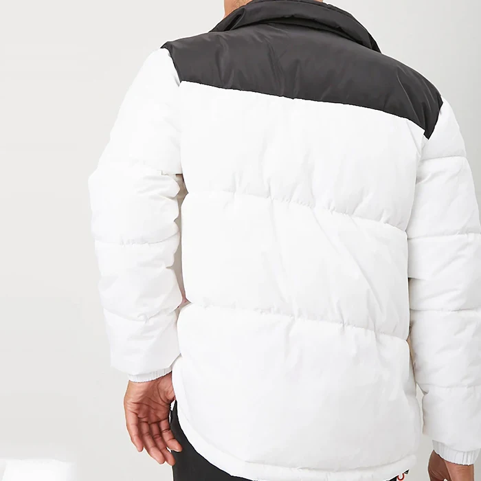 Настраиваемая модная мужская зимняя куртка-пуховик на молнии с цветными блоками