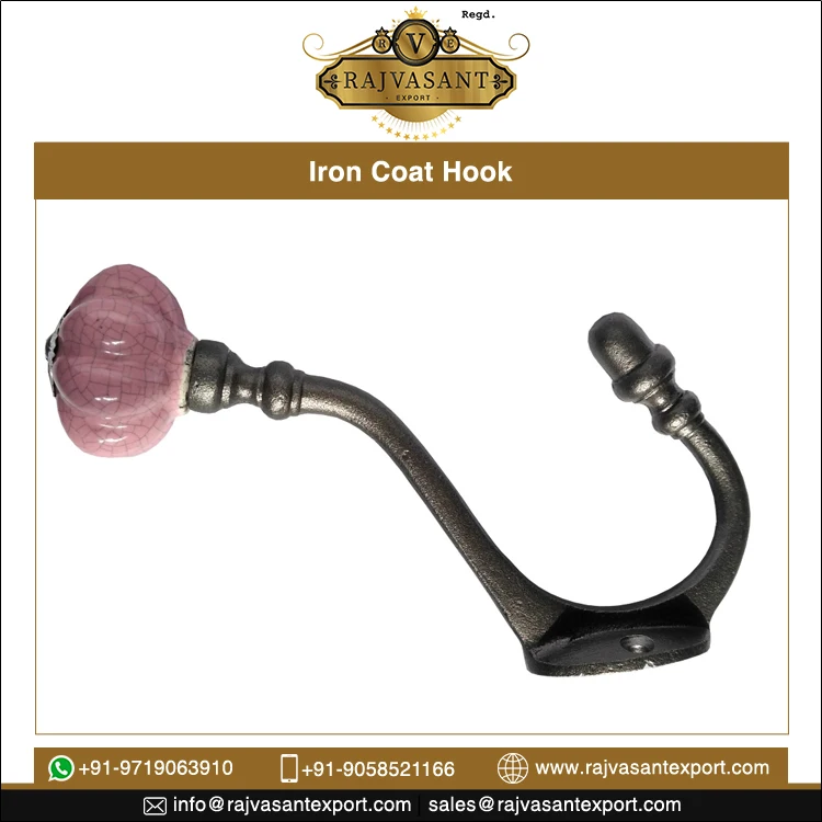 Hat Hanging Pegs Wall Mounted Hook Antique Cast Iron Colour Ceramic Coat Hooks/old Vintage Natural Matt Black Lacquer Pink Metal