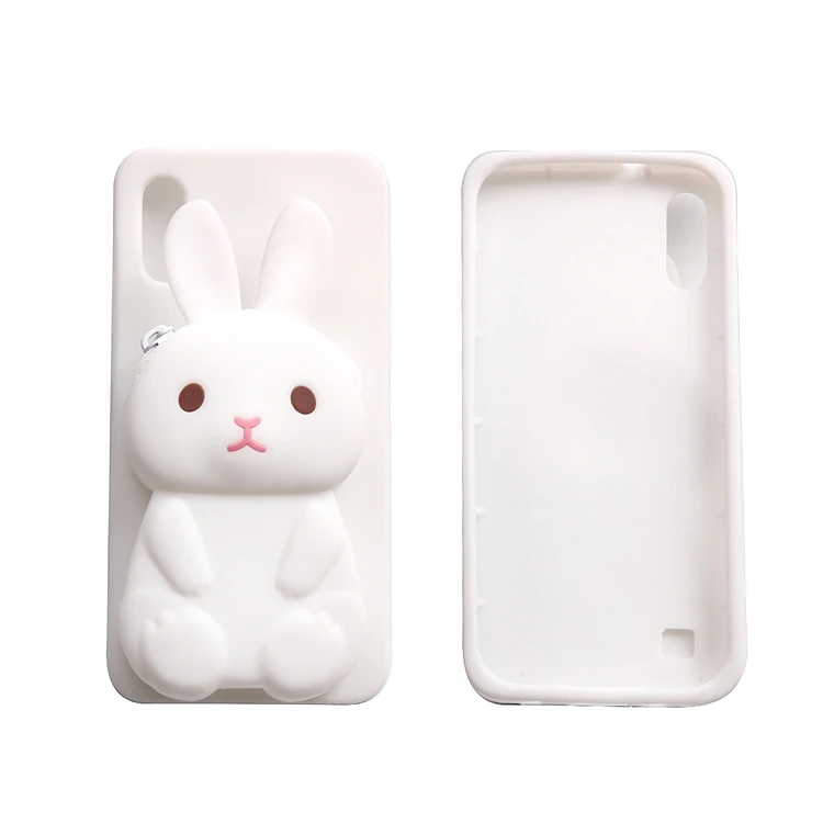 
Cute 3d cartoon rabbit silicone cell phone case,zipper bag wallet pouch mobile phone cases for iphone x xs 