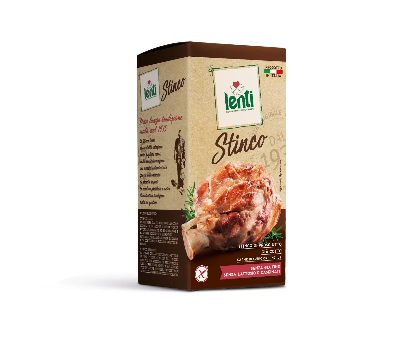 Precooked Ham Hock Boiled and Oven roasted 0,600 kg LENTI Made in Italy for wholsalers, retail, hotel and restaurants