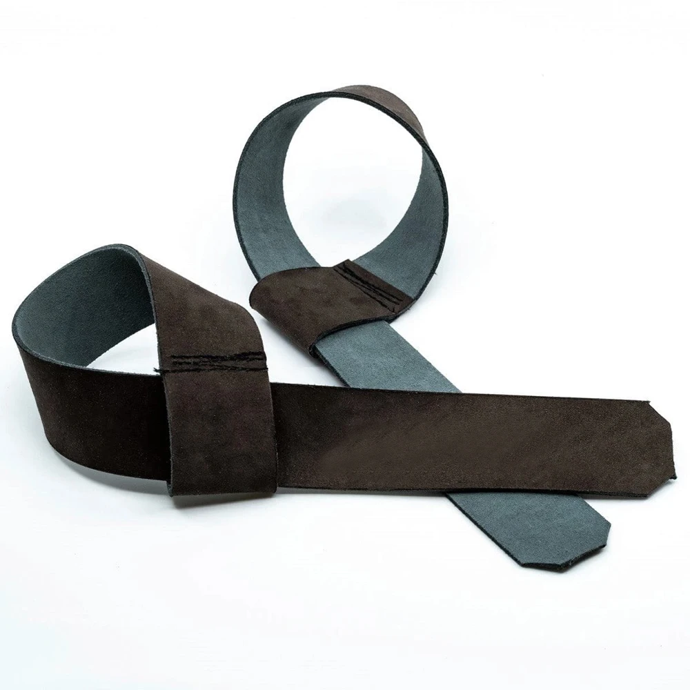 Leather Weightlifting Wrist Support Straps / Fitness Heavy Duty Powerlifting Grip Hooks Straps