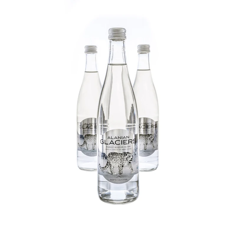 Pure glacier drinking water, glass bottles 0.5 liter