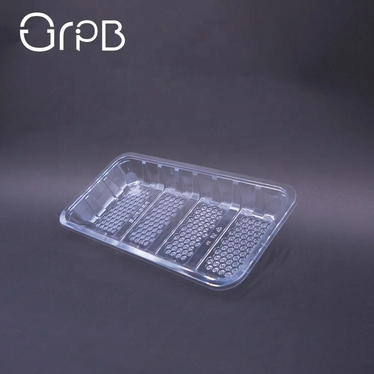 Square PET moisture lock no absorbent pad clear tray meat packaging plastic tray