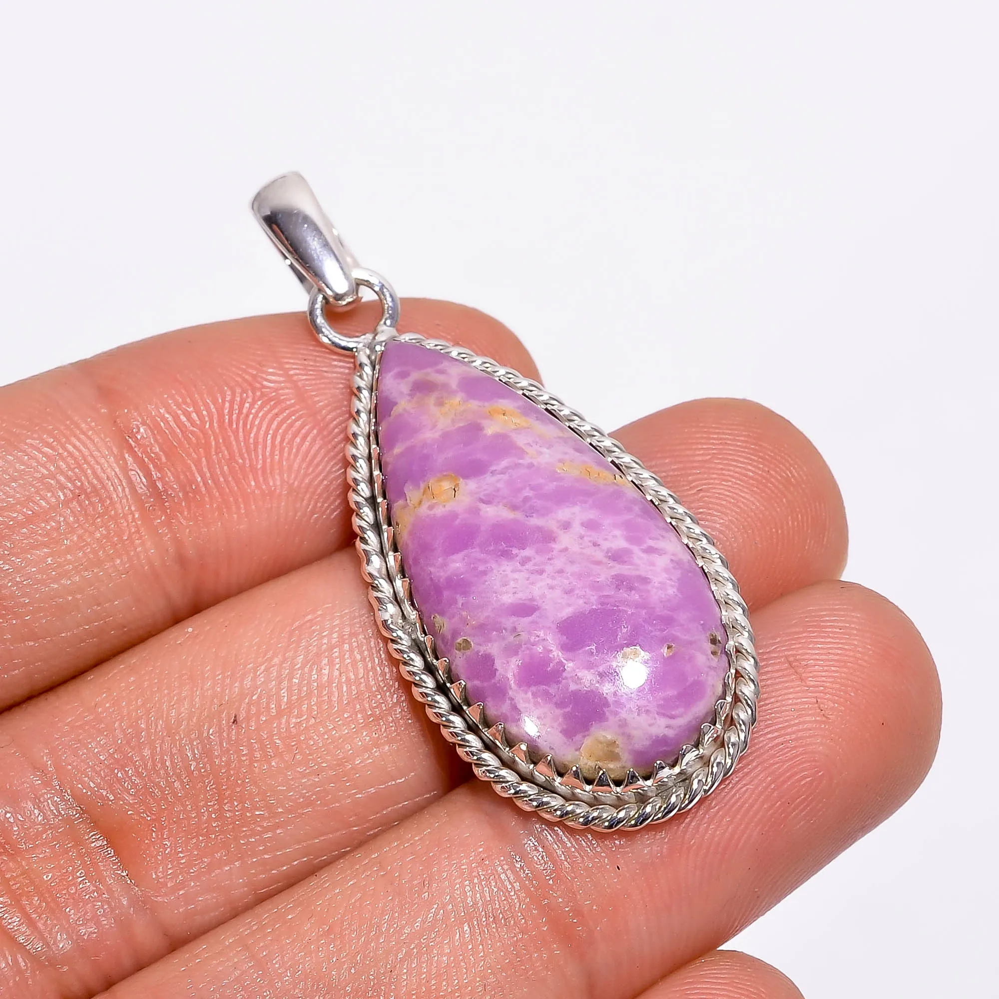Модные популярные ювелирные изделия подвеска из фосфосидерита с кабошоном ожерелье стерлингового серебра 925 пробы