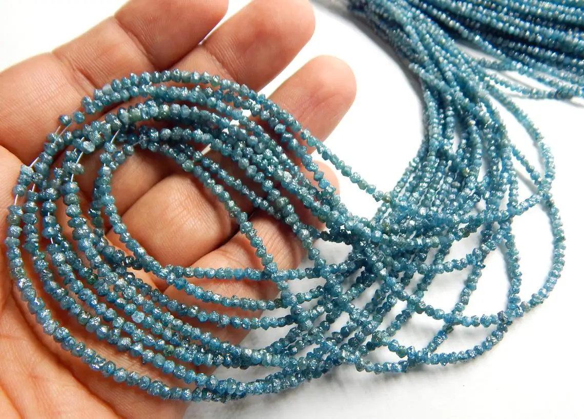 Fancy Color Rough Diamond Beads.natural Rough Diamond Beads - Cheapest Rough Diamond Beads Surat India Natural Blue Color 1-2 MM