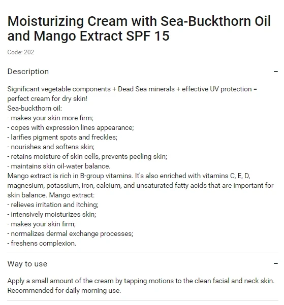 Dr Sea Moisturizing Cream - Oblipicha & Mango SPF 15