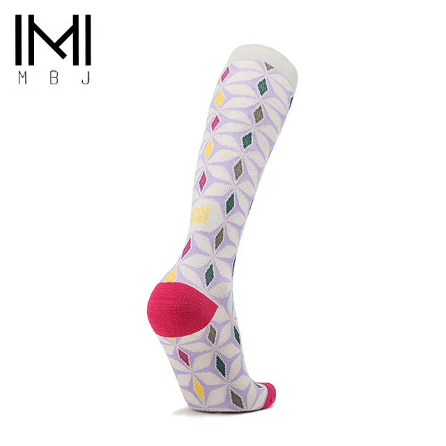  MIT compressionhiking socks for cold weather with colorful geometric