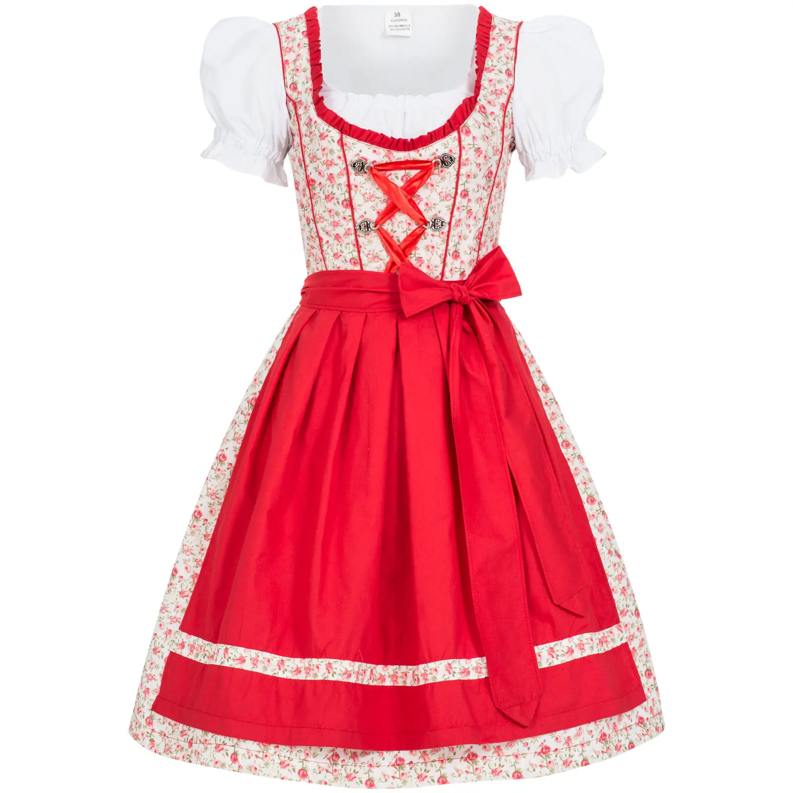 Traditional Oktoberfest Woman Dirndl Dress Printed Cotton and Embroidery Net Fabric / German Dirndl Dress / Bavarain Dirndl