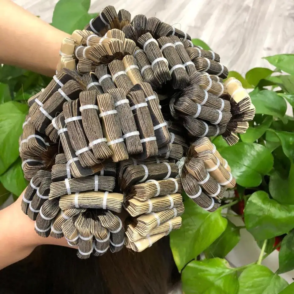 Вьетнамское наращивание волос с выравненной кутикулой супер двойное натяжение лучшее качество текстура коричневого плетения