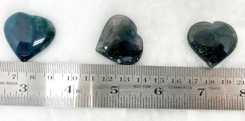 Moss Agate Gemstone Puffy Heart Wholesale Minerals Crystal Heart Pockets Stone Handcrafted In India
