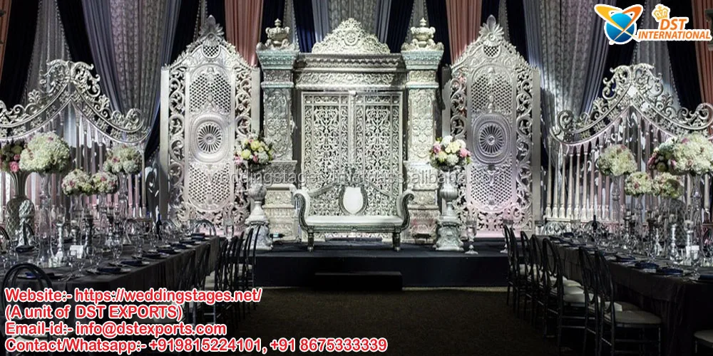 Винтажный стиль Haveli свадебная сценическая установка раджвада из волокна старинная Золотая тематика сценика