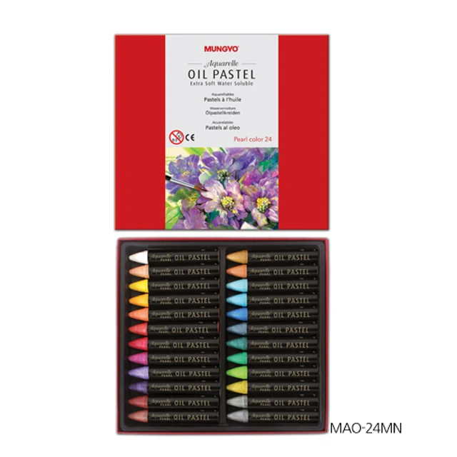 Mungyo Watersoluble Watercolor oil pastels (MAO) 12/24/24MN, Easily blends wet or dry, thins with water for washes