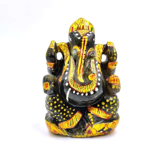 Labradorite Painting Ganesh Lord Ganesha Vinayaka Ganapati Statue carving labradorite stone