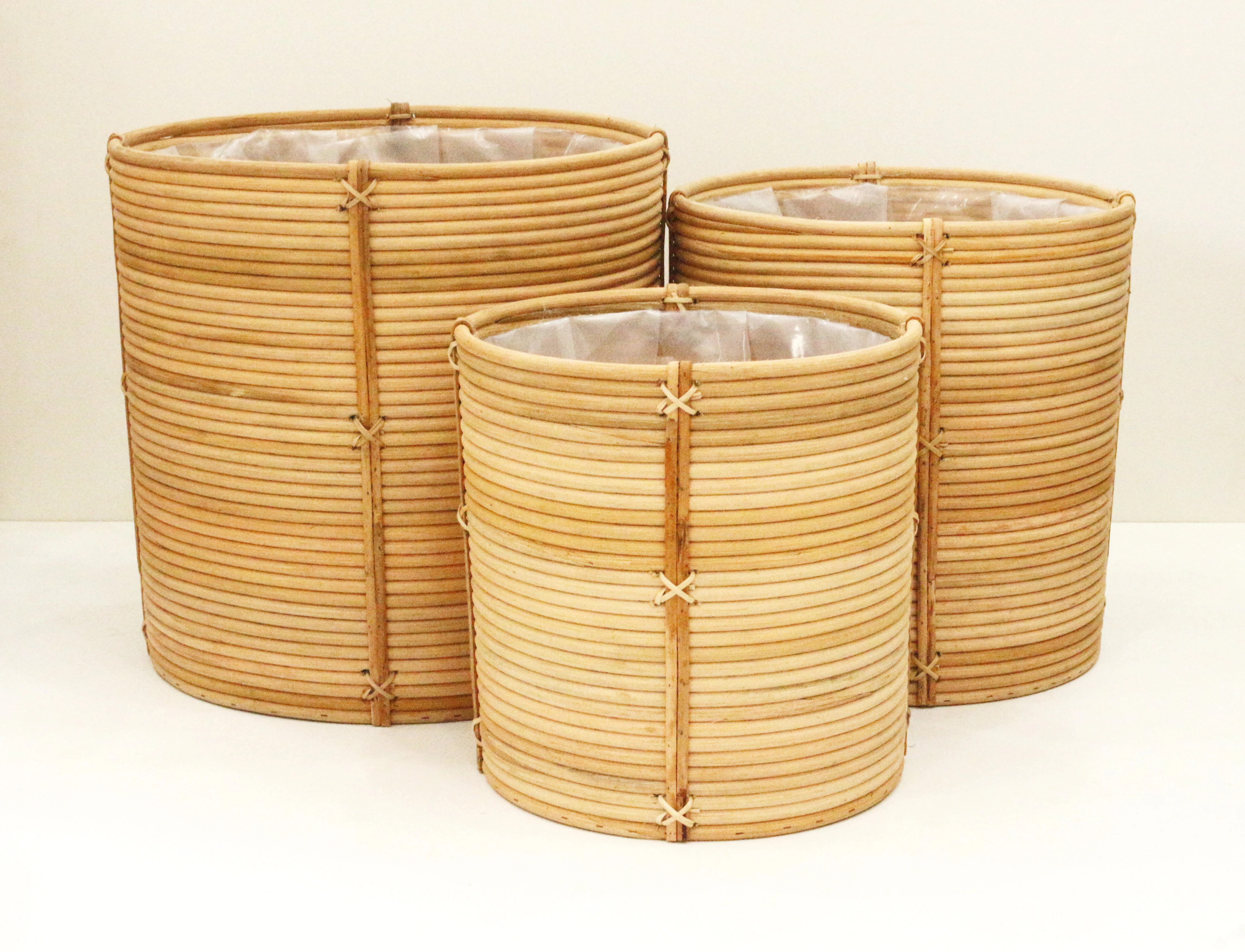 Высококачественная плетеная вручную корзина для хранения из ротанга набор 3
