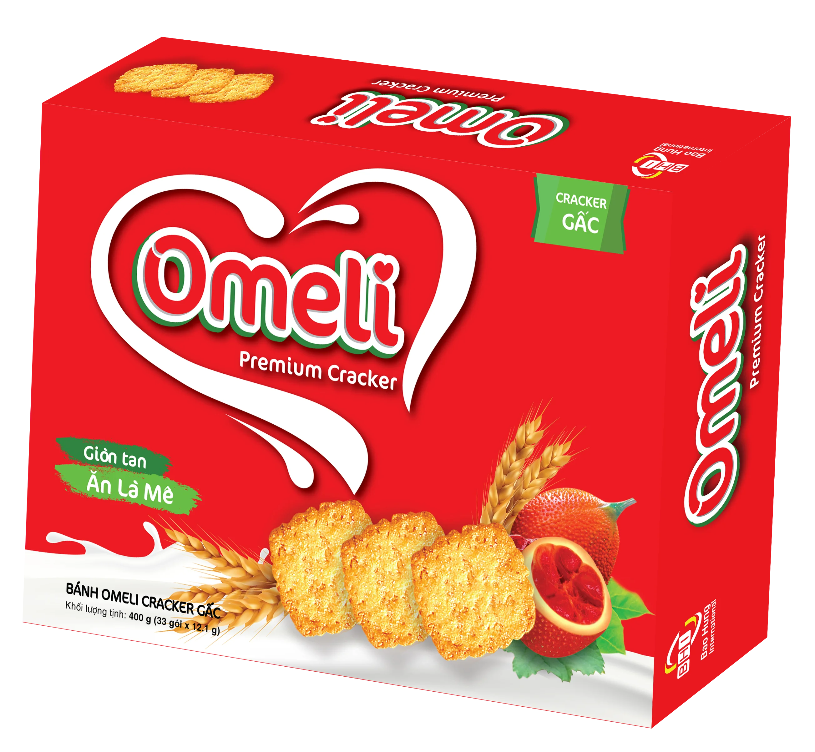 Premium Quality Gac fruit & Sesame Flavour Crispy Tasty Yummy Cracker Biscuits in Paper Box