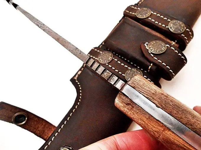  Красивый Походный нож-трекер из дамасской стали для охоты и кемпинга 14 0 дюймов с ручкой розового дерева кожаным футляром