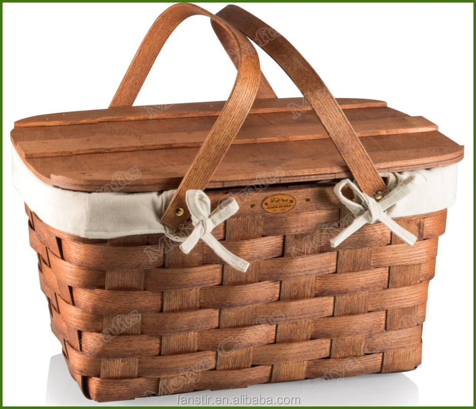 China Factory Natural Wood Clip Picnic Basket