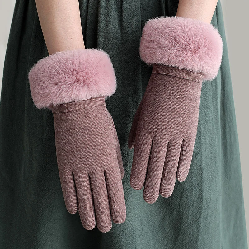 Arrival Wholesale Winter Women Fashion Cute Plush Warm Gloves thicken Cold Proof Ladies Touch Screen gloves
