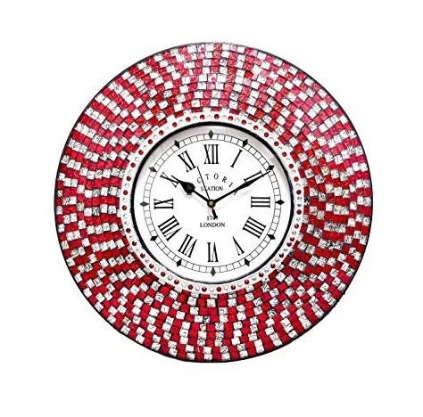 Mosaic luxury wall clock Custom Large Wooden Quartz Clock Movement Clocks And Watches Home Decor For Living