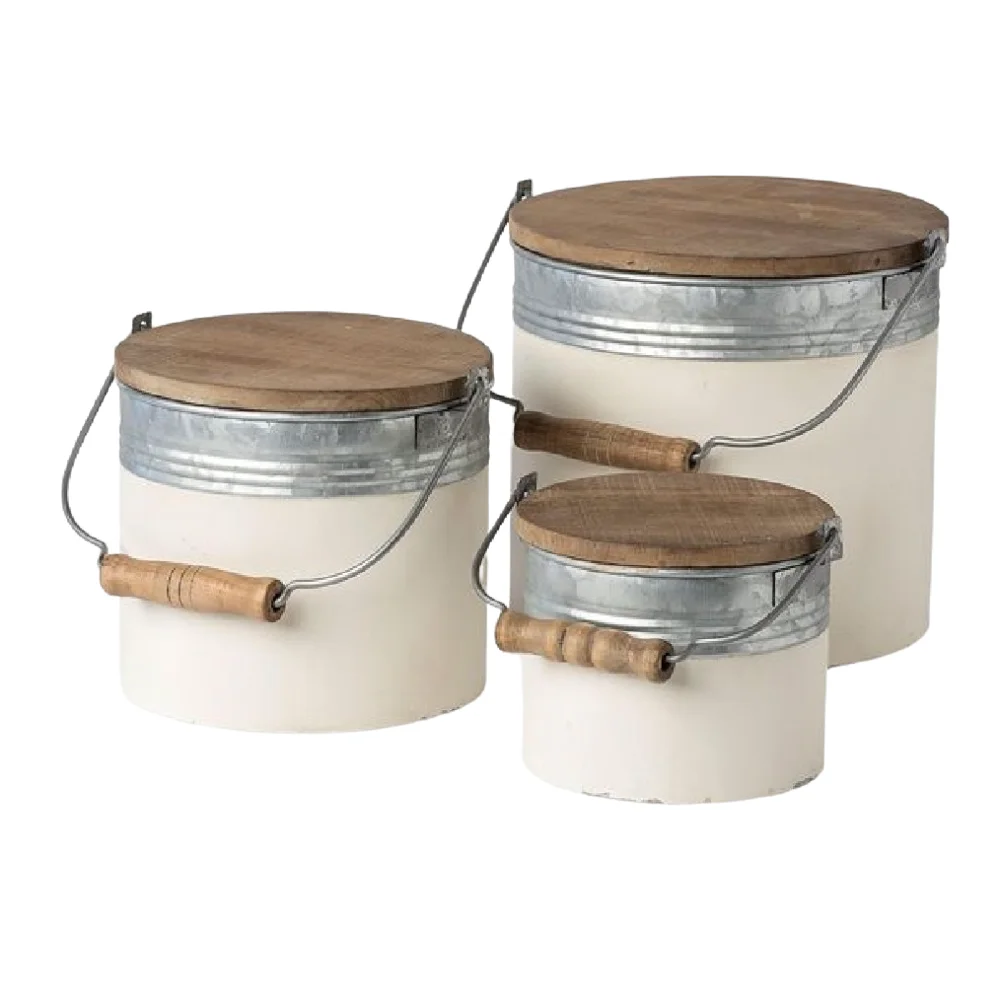 Stylish Metal Galvanized Spice Storage Container in Grey Color with Decorative Finished Perfect for Home and Kitchen Storage