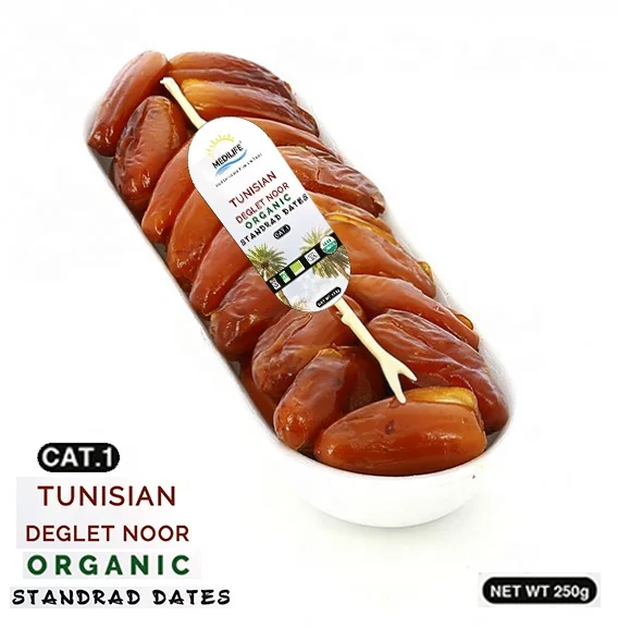 Best Quality Dates. Deglet Nour, Tunisia, 250g Tray, Fresh Organic Standard Dates